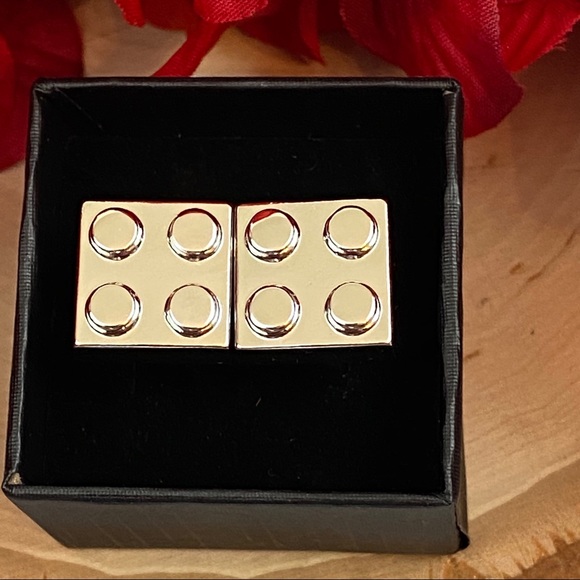 Vintage Silver Lego Inspired Square Cufflinks - Picture 15 of 16